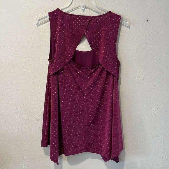 Rock & Republic swing tank top open back burgundy  gold raised dots size Small - Picture 5 of 11